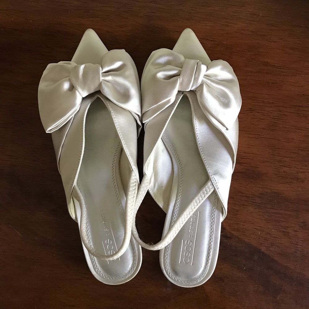 ASOS large bow flat mules